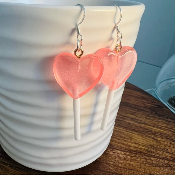 Sterling Silver Pink Lollipop Earrings - Picture 5 of 7